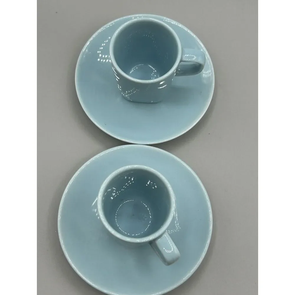 Ikea 365 Susan‎ Pryke Turquoise Color espresso cups Set Of 2 cups w/saucers New
